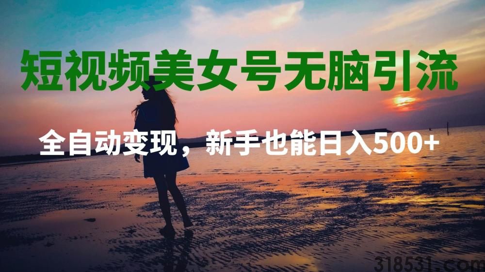 短视频美女号无脑引流，全自动变现，新手也能日入500+